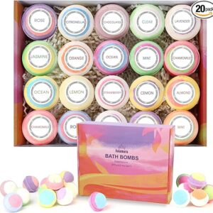 Fafamara Bath Bombs, Foaming Gift Set 20 Organic & Natural Handcrafted Essential Oils Relaxation and Stress Relief Fizzy Balls Ideal Birthday Gift for Her/Him, Women, Wife, Girlfriend, Mother