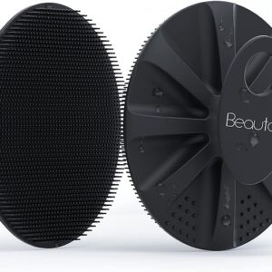 BEAUTAIL Silicone Body Scrubber Shower Bath Wash Brush Gentle Exfoliating Scrub Cleansing Loofah for Women Men Baby Sensitive Skin, Easy to Clean, Lather Nicely, More Hygienic, 1 Pack, Black