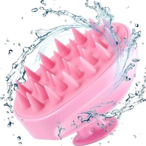 Scalp Massager Shampoo Brush, Soft Silicone No Flaky Scalp Brush for Wet or Dry Hair, Head Scrubber Scalp Exfoliator Anti Dandruff Brush(Pink)